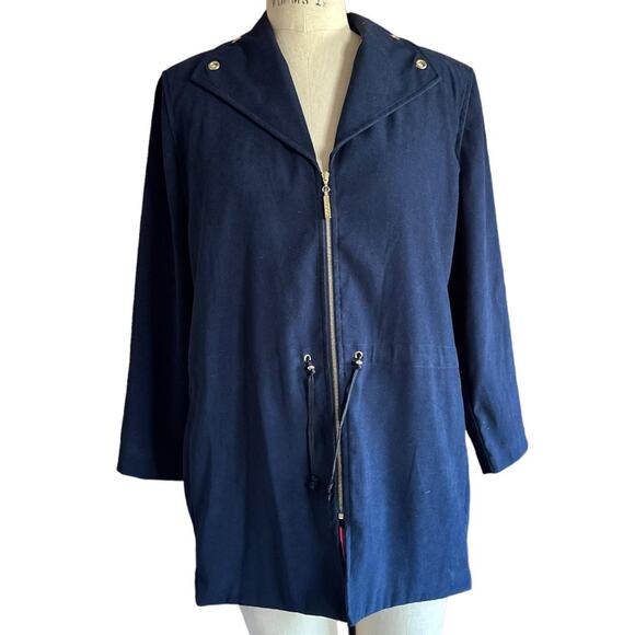 Vintage Jacket Womens Small Navy Long Nautical Winter Classic Outdoor Wear - Picture 1 of 8